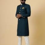 Classic Teal Achkan for Men | Elegant Ethnic Wear | Jaipurio